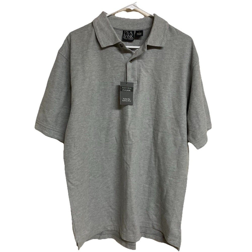 Men's Jos A. Bank Traveler Polo Short Sleeve Cotton Knit Heather Gray Size M NWT